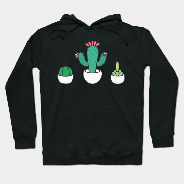 Cactus Plants - Cute Cacti Flowers Hoodie by RajaGraphica